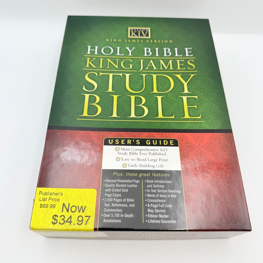 Thomas Nelson KJV King James Study Bible Burgundy Bonded Leather Large Print NEW